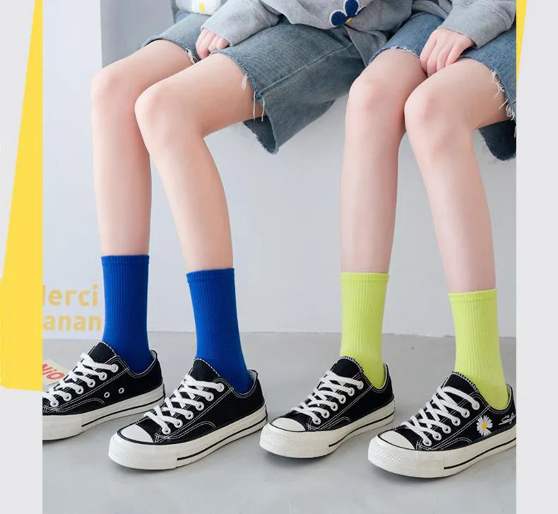 Pop Colour Rib Crew Socks (33 colours)