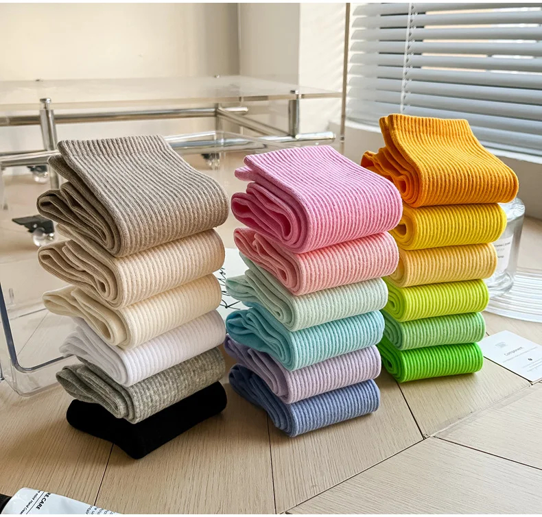 Pop Colour Rib Crew Socks (33 colours)