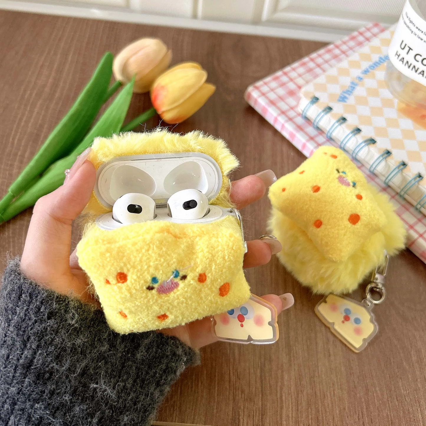 Plush Cheese Character AirPods Case Cover