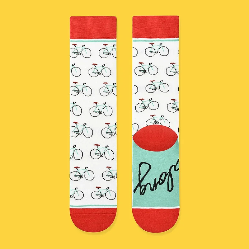 Bicycle Pattern Crew Socks - Ice Cream Cake