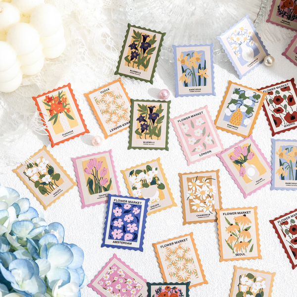 Flower Stamps Sticker Set (46pcs)