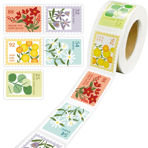 Flower Stamps Sticker Roll (50pcs)