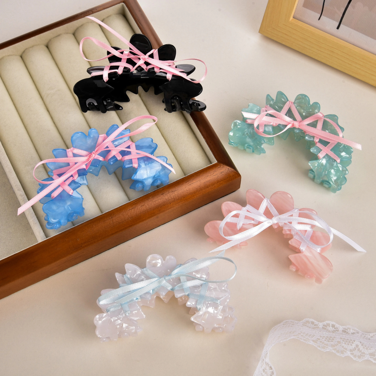 Ballet Bows Hair Brush & Claw Clip Set