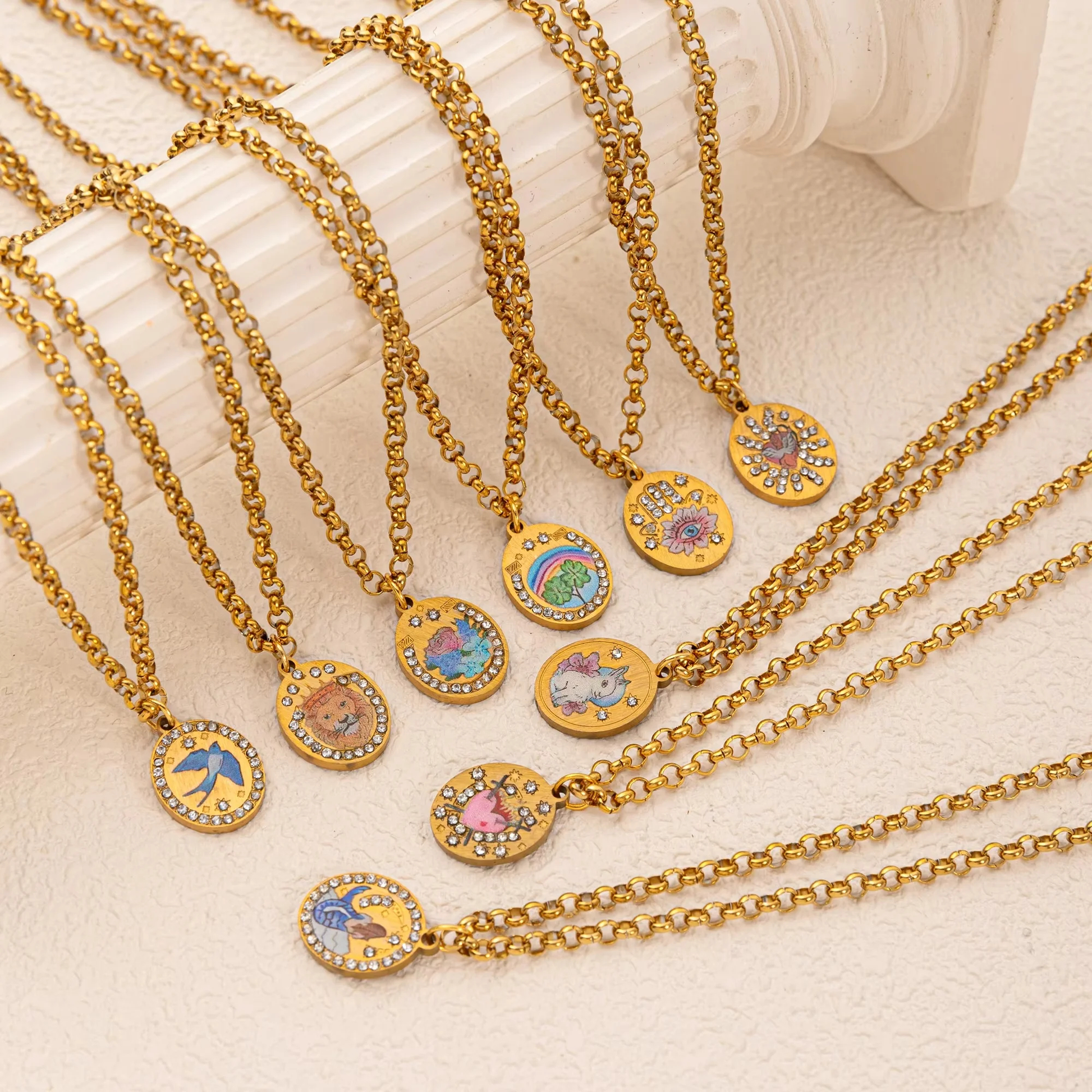 Whimsical Print Sparkle Charm Necklace (9 Designs) - Ice Cream Cake