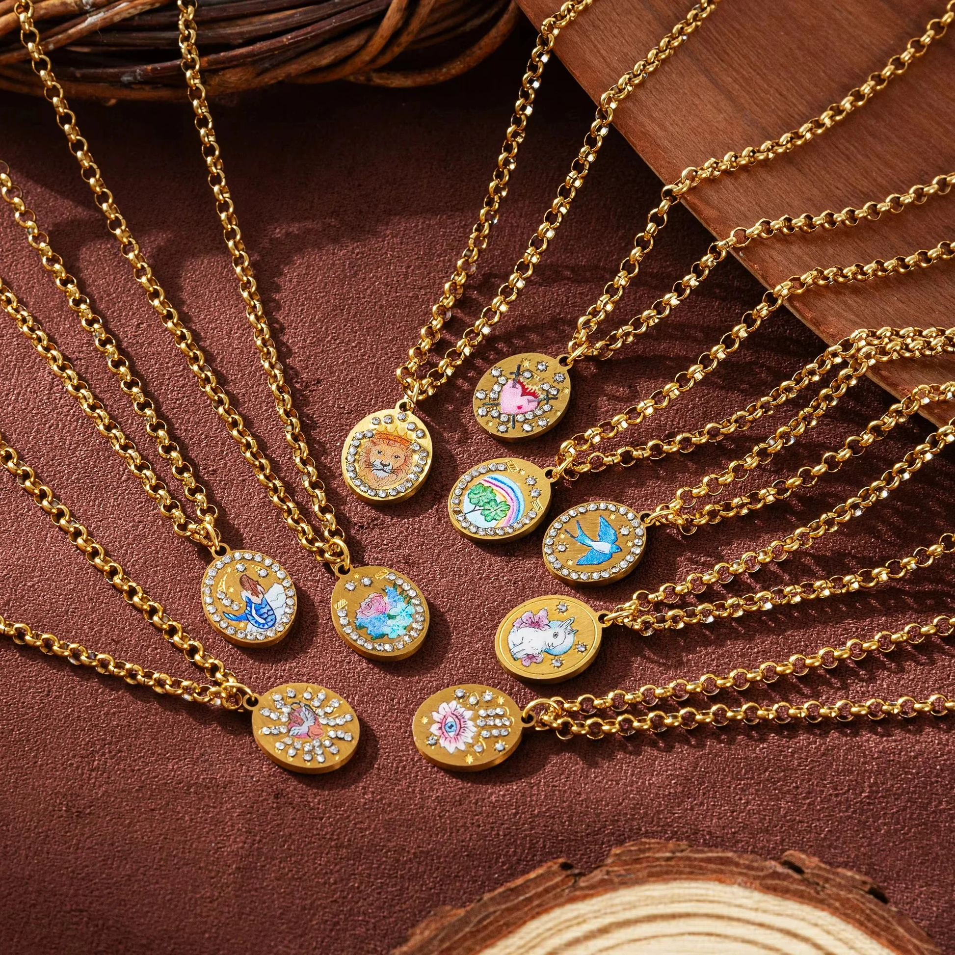 Whimsical Print Sparkle Charm Necklace (9 Designs) - Ice Cream Cake