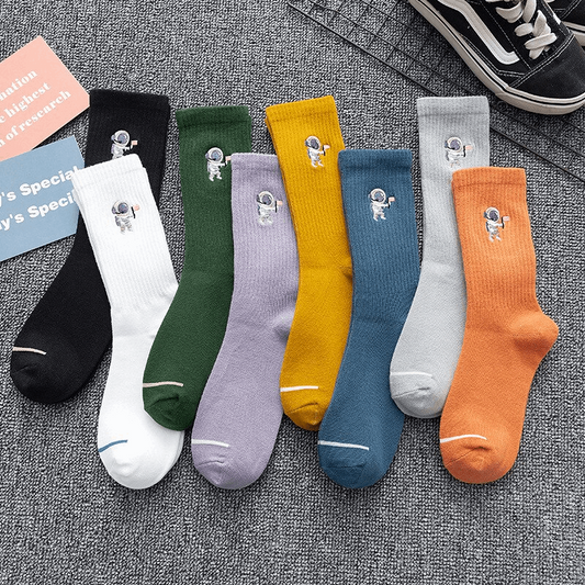Astronaut Embroidery Ankle Socks (8 Colours)