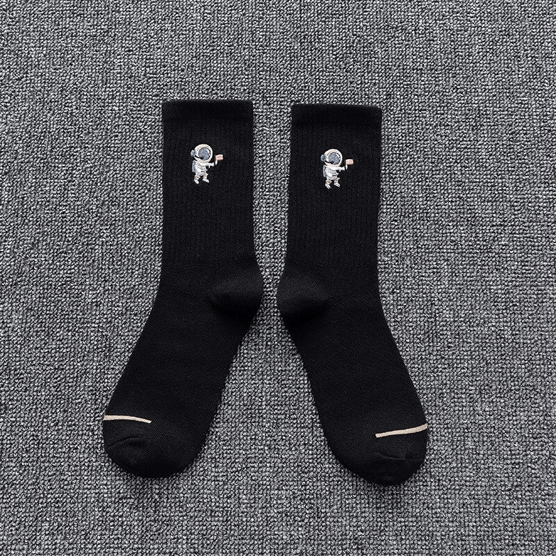 Astronaut Embroidery Ankle Socks (8 Colours)