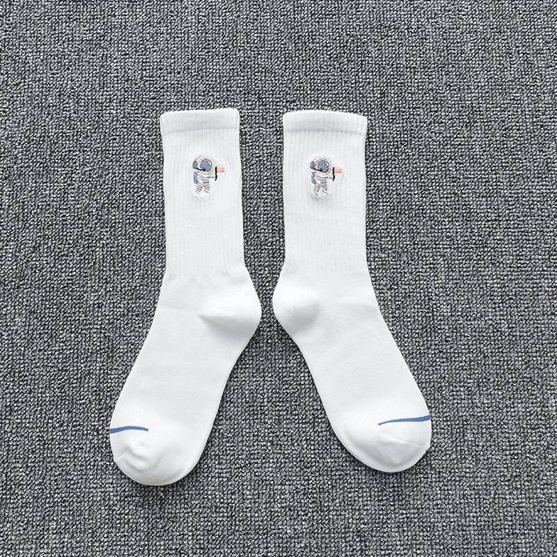Astronaut Embroidery Ankle Socks (8 Colours)