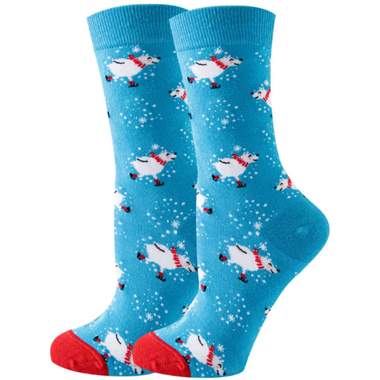 Ice Skating Polar Bears Crew Socks