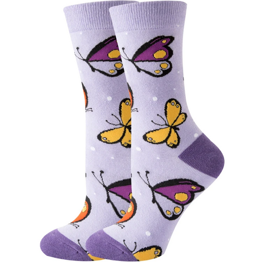 Purple Butterfly Ankle Socks