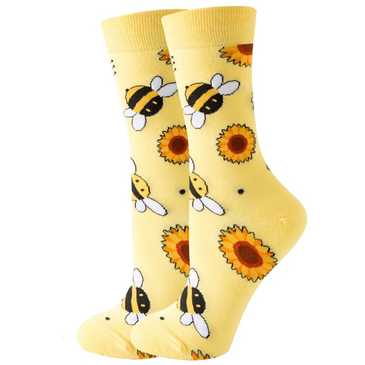 Sunflowers and Bees Crew Socks