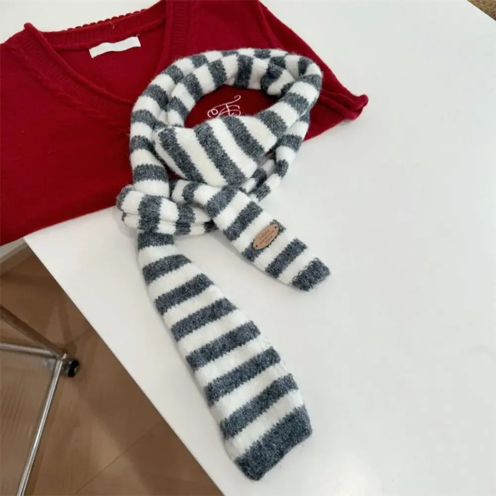 Knitted Multicolour Striped Skinny Scarf