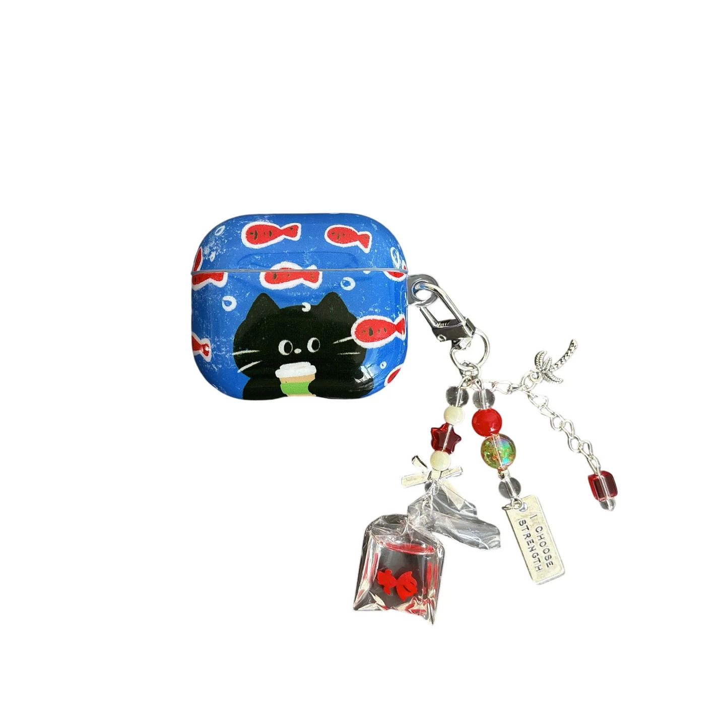 Goldfish Cat AirPods Charger Case Cover with Charm Strap