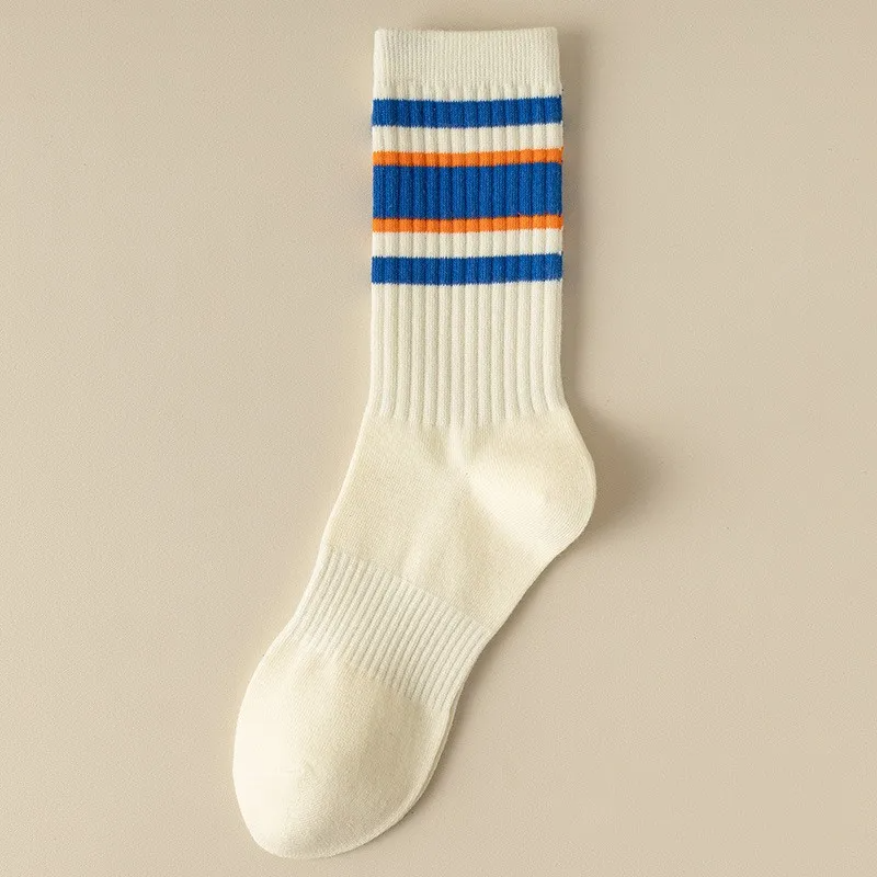 Multicolour Vintage Style Stripe Socks (5 Colours)