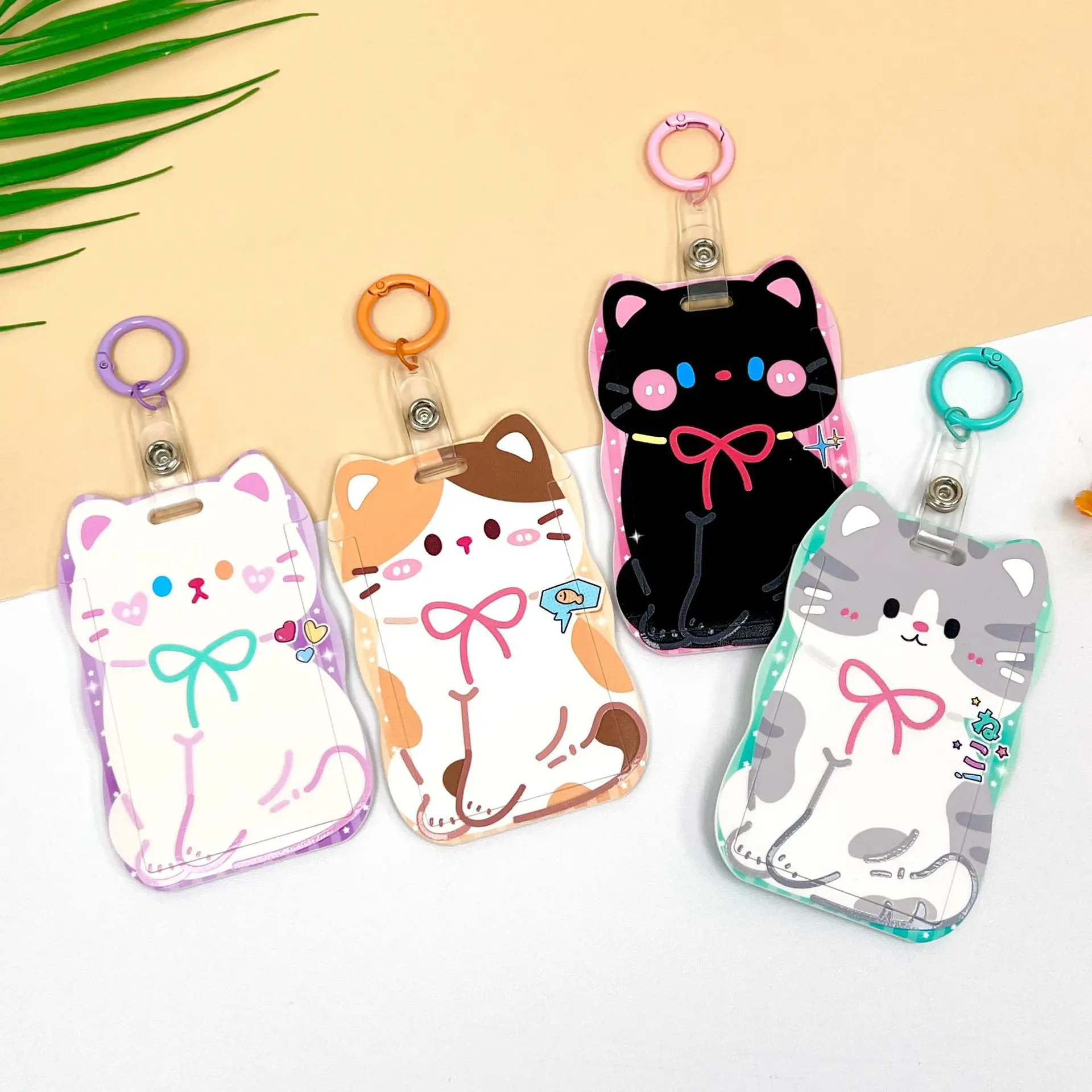 Kitty Cat Card Holder with Clip or Lanyard (4 Designs) - Ice Cream Cake