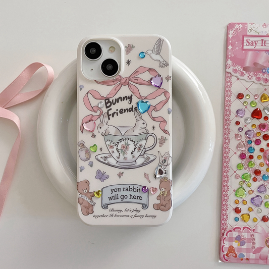 Teacup Bunnies iPhone Case with 3D stickers