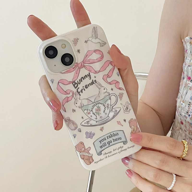 Teacup Bunnies iPhone Case with 3D stickers