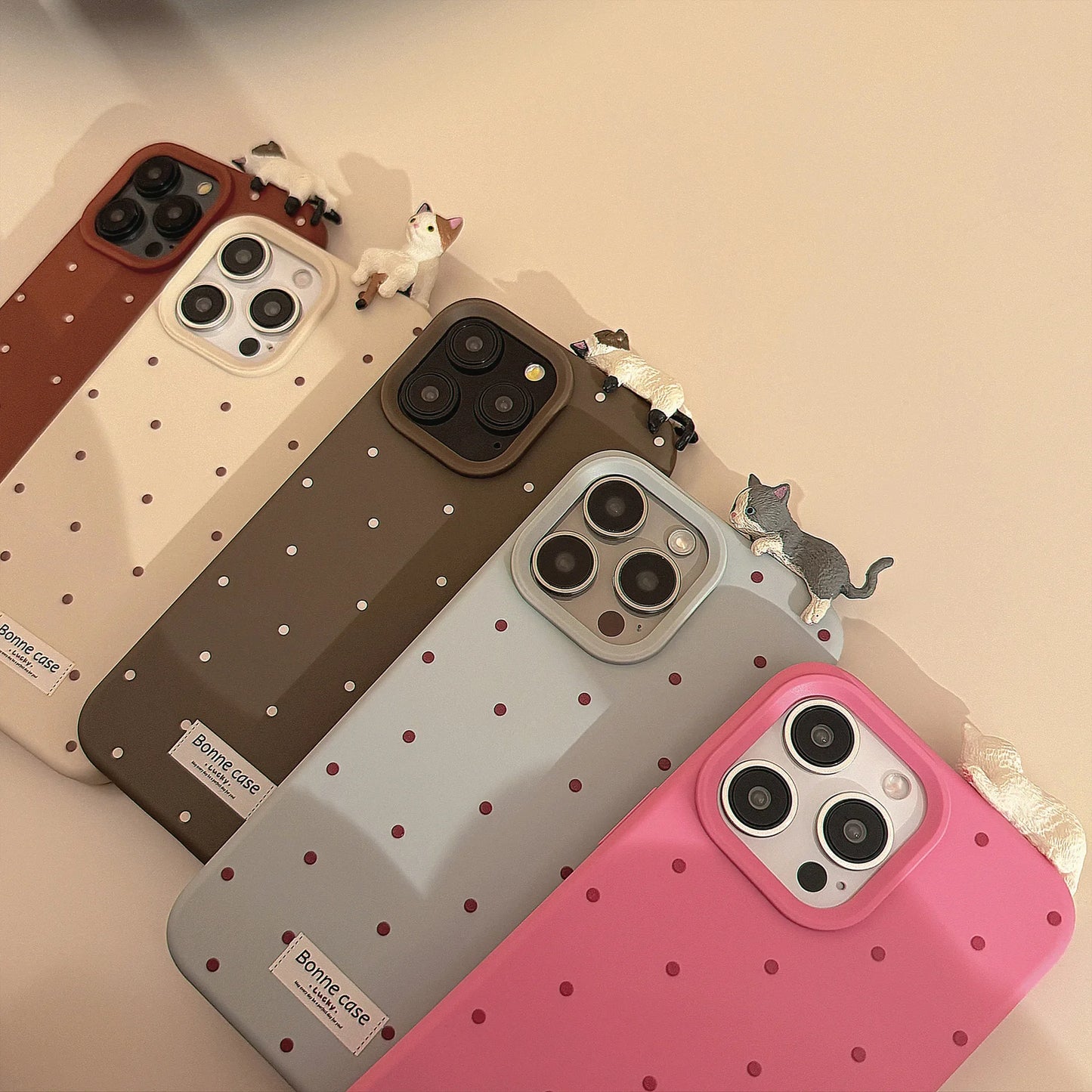 Cat Friends Polka Dot iPhone Case (5 Designs) - Ice Cream Cake
