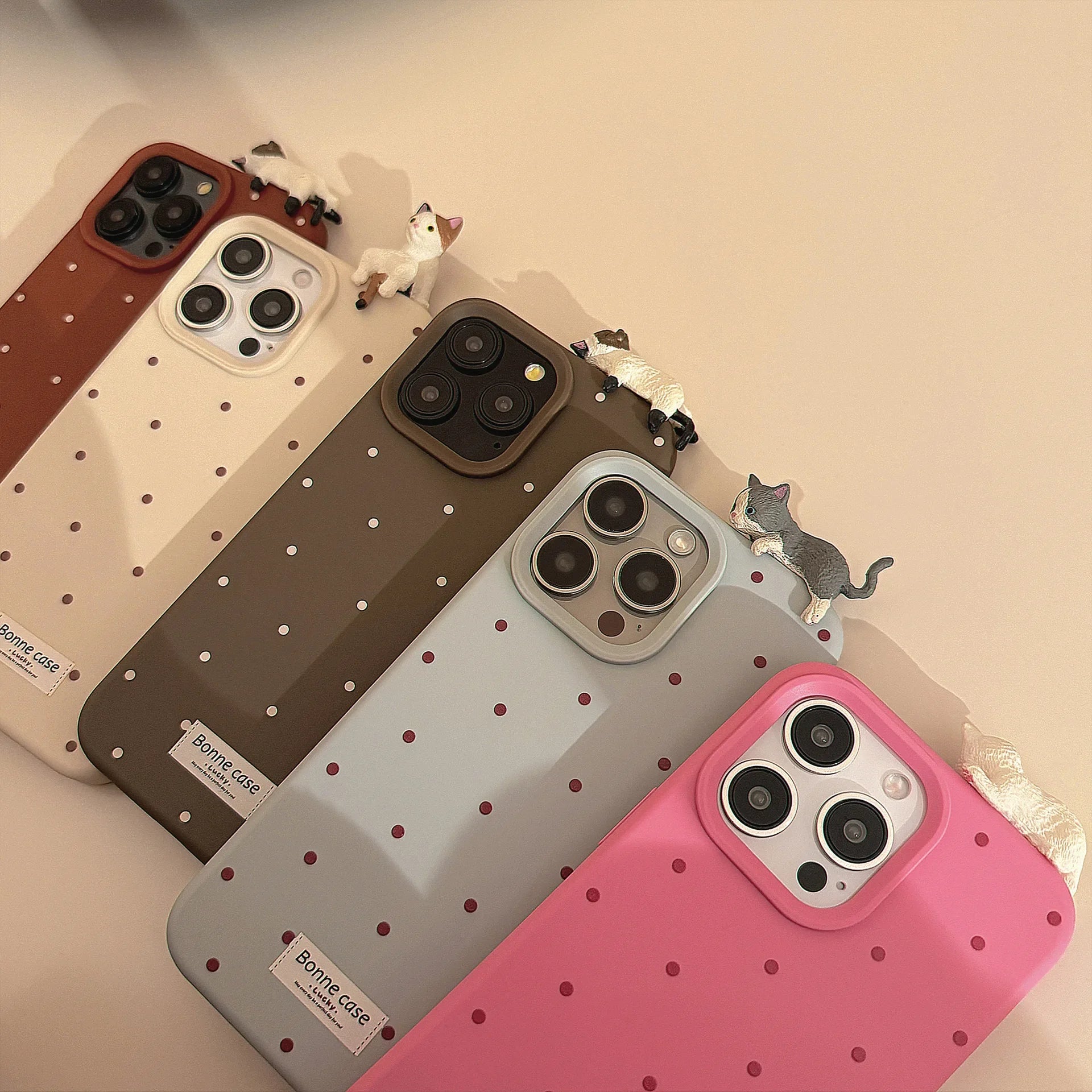 Cat Friends Polka Dot iPhone Case (5 Designs) - Ice Cream Cake