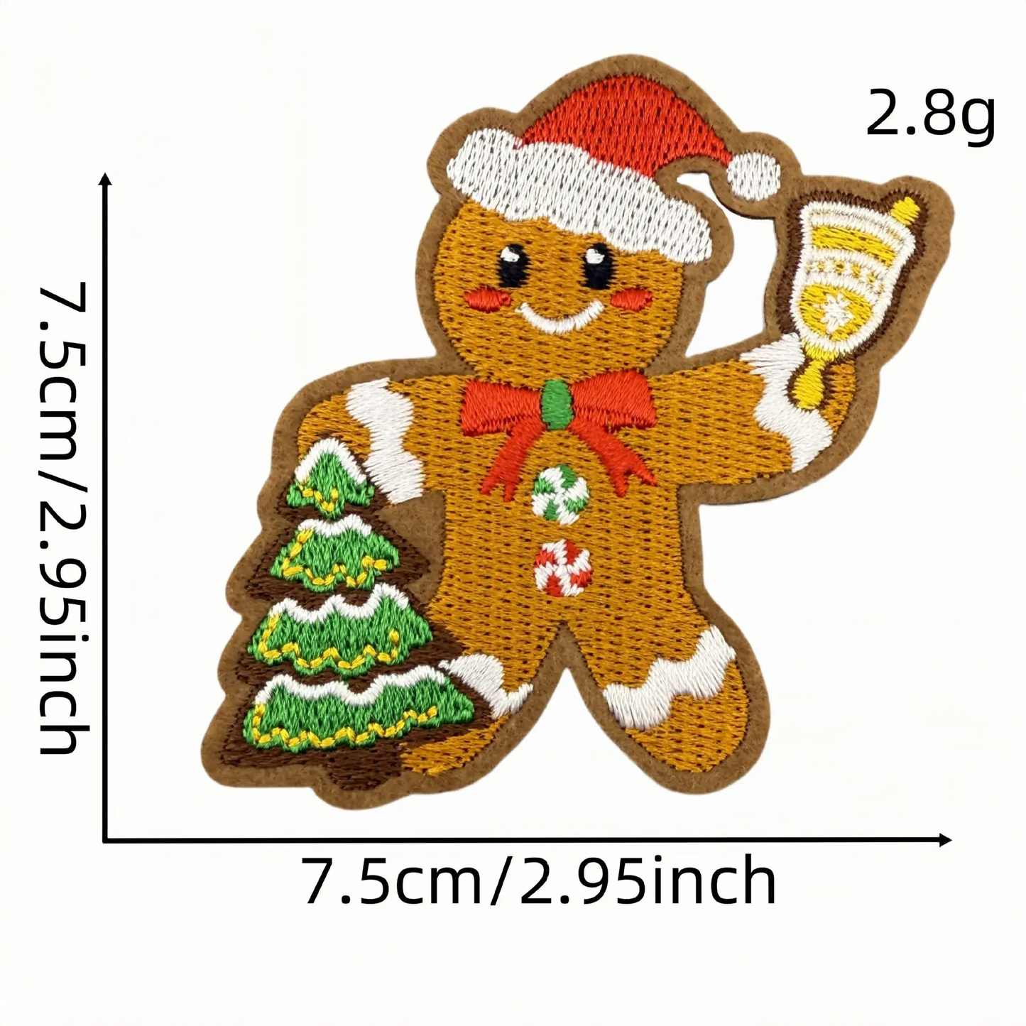 Gingerbread Christmas Cookies Embroidered Iron-On Patches