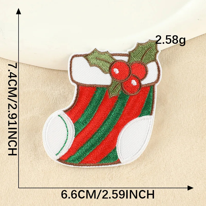 Christmas Themed Embroidered Iron-On Patches