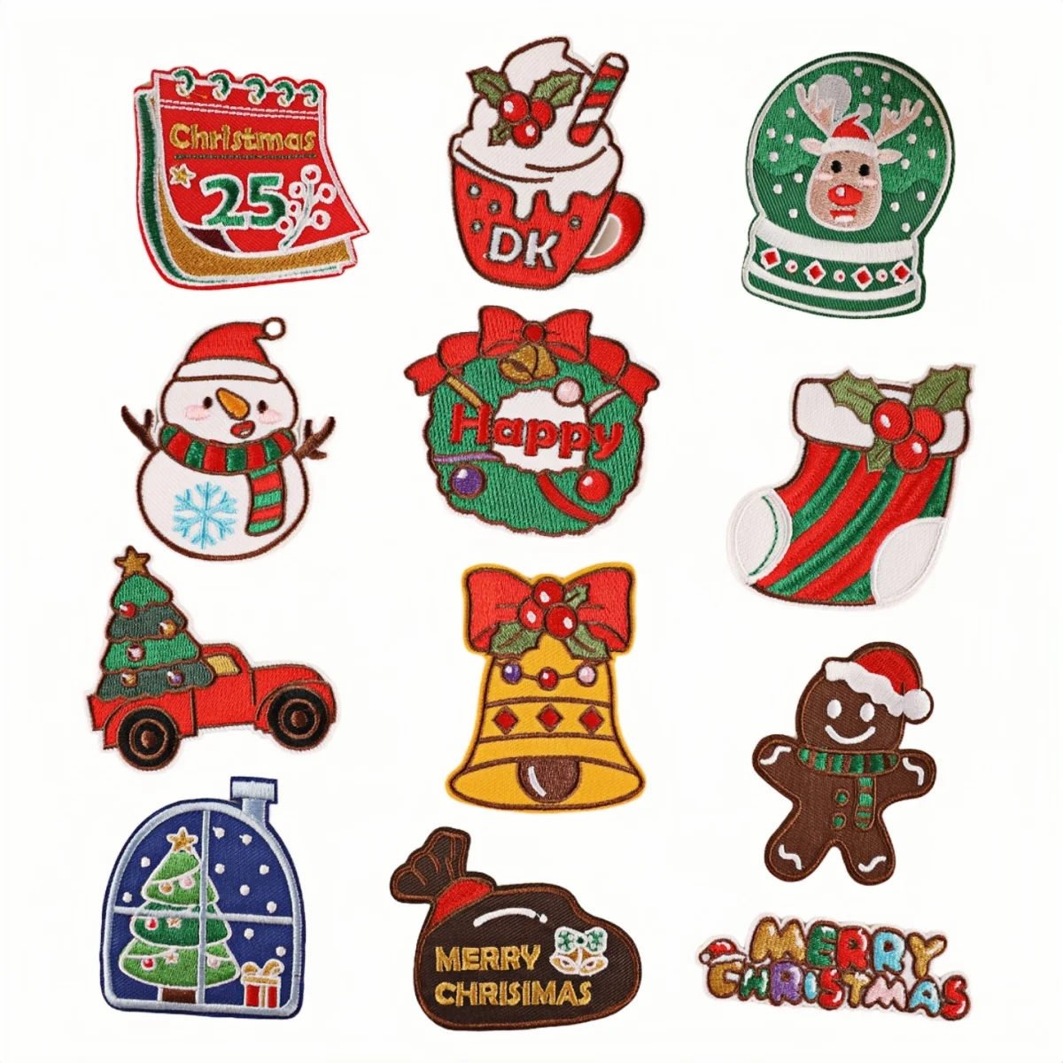 Christmas Themed Embroidered Iron-On Patches