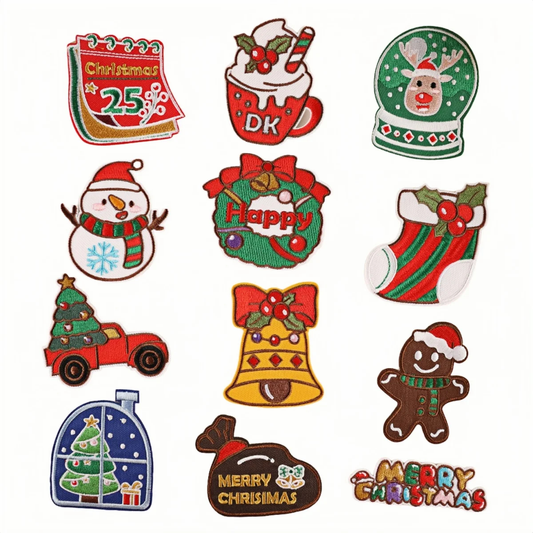 Christmas Themed Embroidered Iron-On Patches