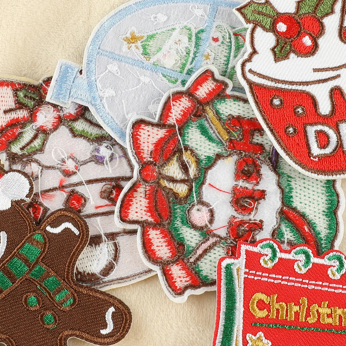 Christmas Themed Embroidered Iron-On Patches
