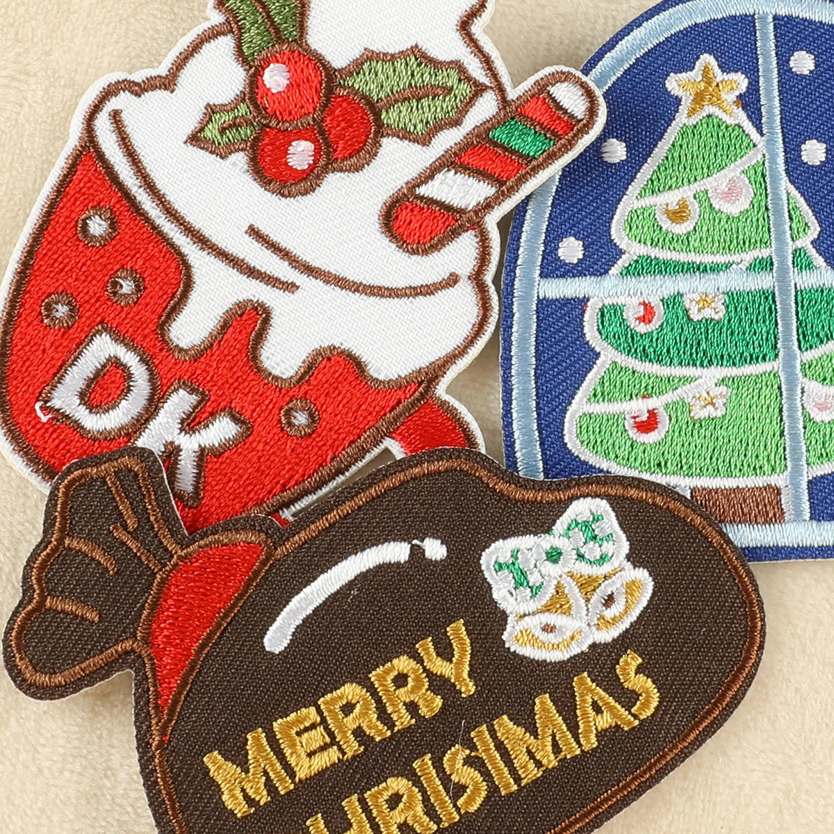 Christmas Themed Embroidered Iron-On Patches