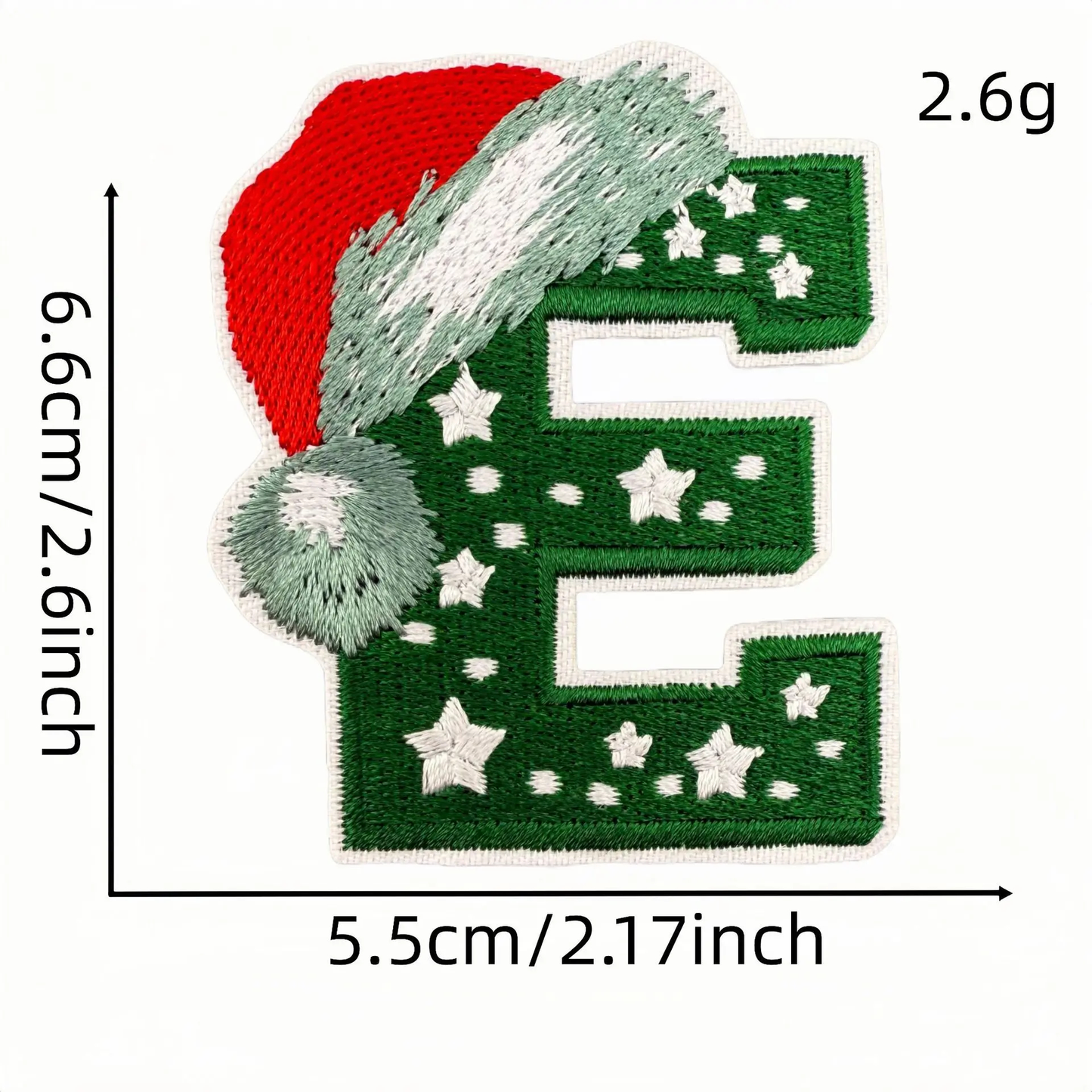 Christmas Themed A to Z Initial Embroidered Iron-On Patch
