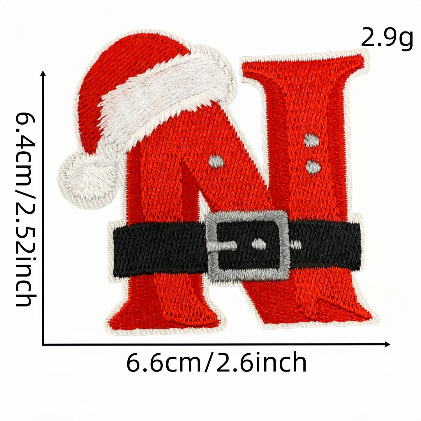 Christmas Themed A to Z Initial Embroidered Iron-On Patch