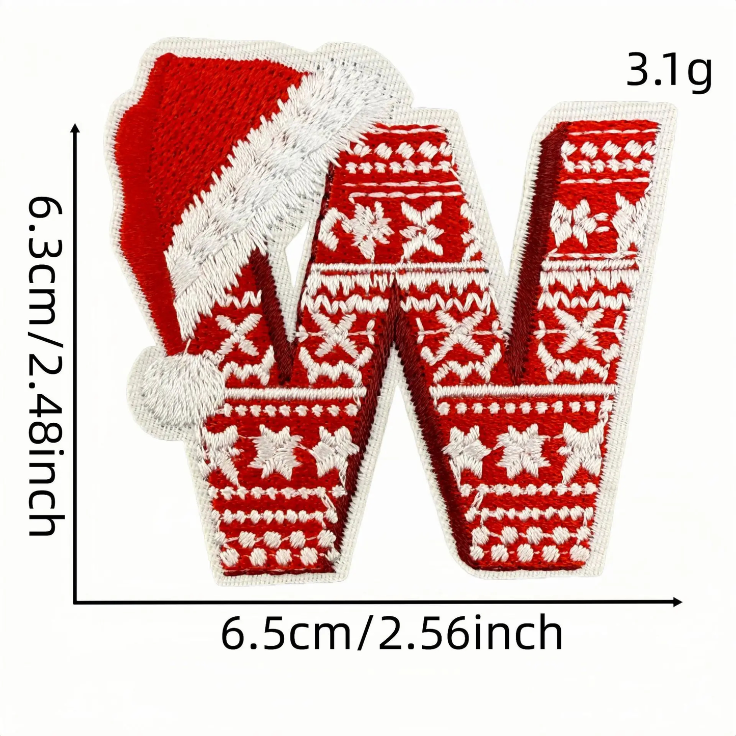 Christmas Themed A to Z Initial Embroidered Iron-On Patch