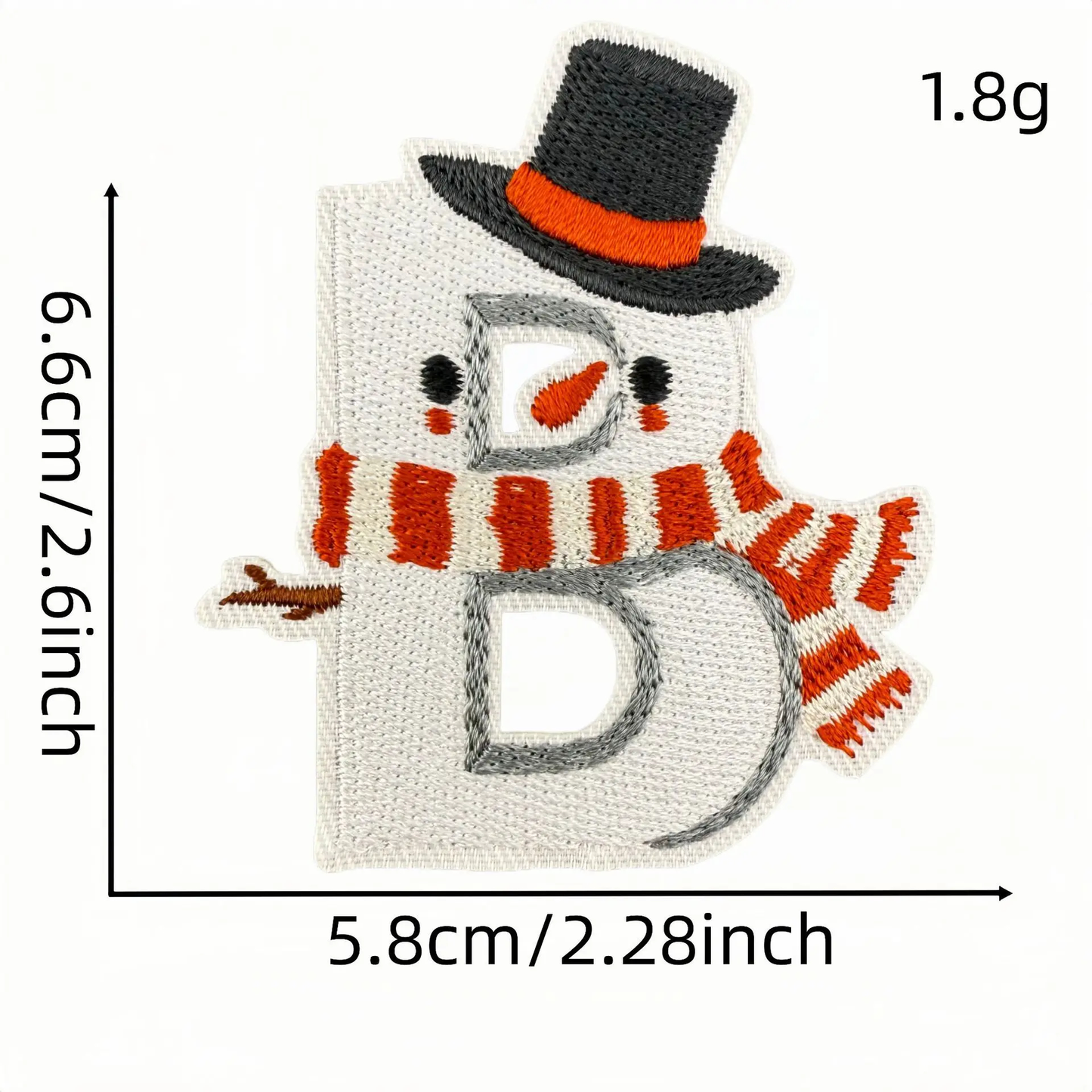 Christmas Themed A to Z Initial Embroidered Iron-On Patch
