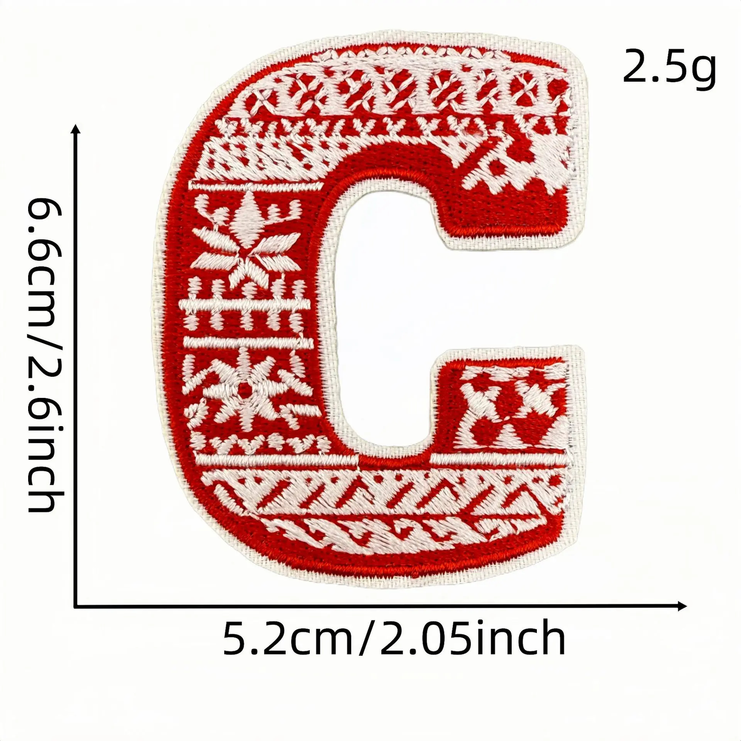 Christmas Themed A to Z Initial Embroidered Iron-On Patch