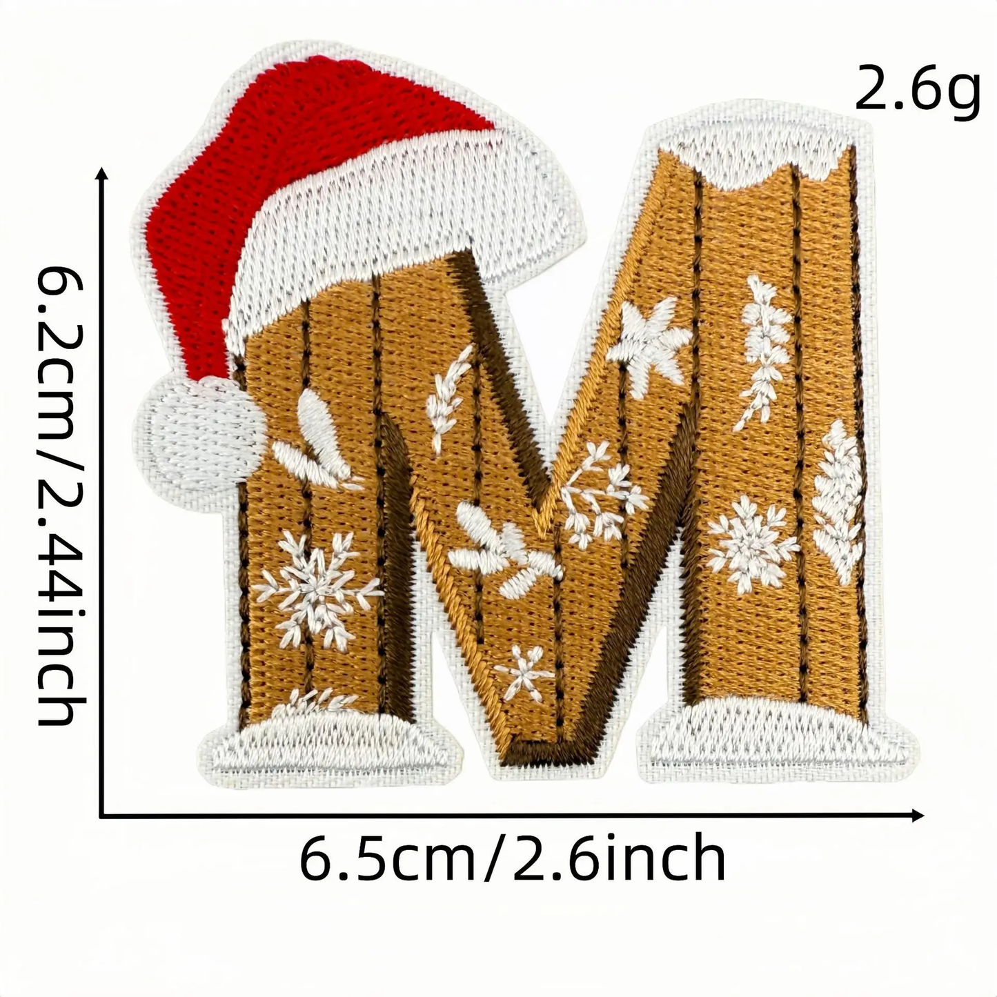 Christmas Themed A to Z Initial Embroidered Iron-On Patch