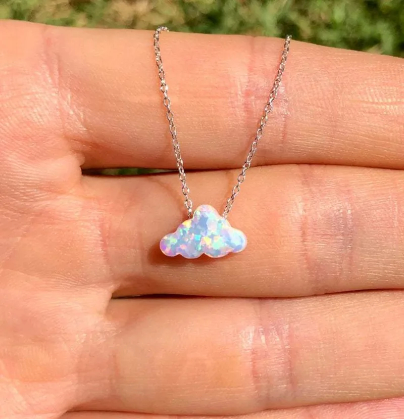 Holo Sparkle Cloud Charm Necklace - Ice Cream Cake