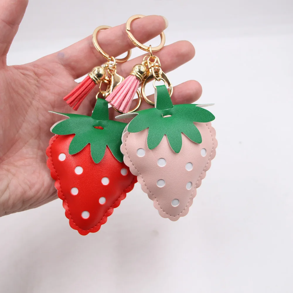 Two Raspberries Keychain Puffy Strawberry Keyring (2 Colours) – Ice Cream Cake