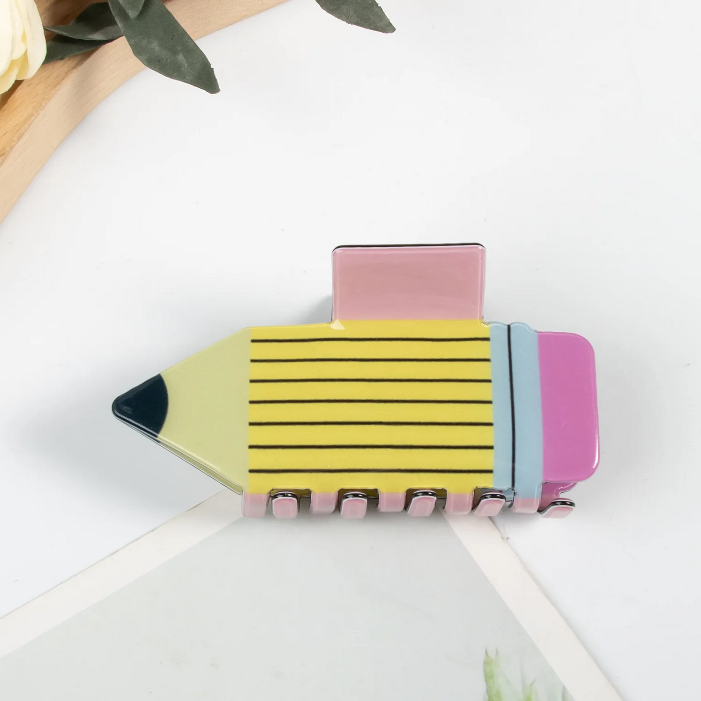 Pencil Glossy Acrylic Hair Claw Clip (6 Designs)