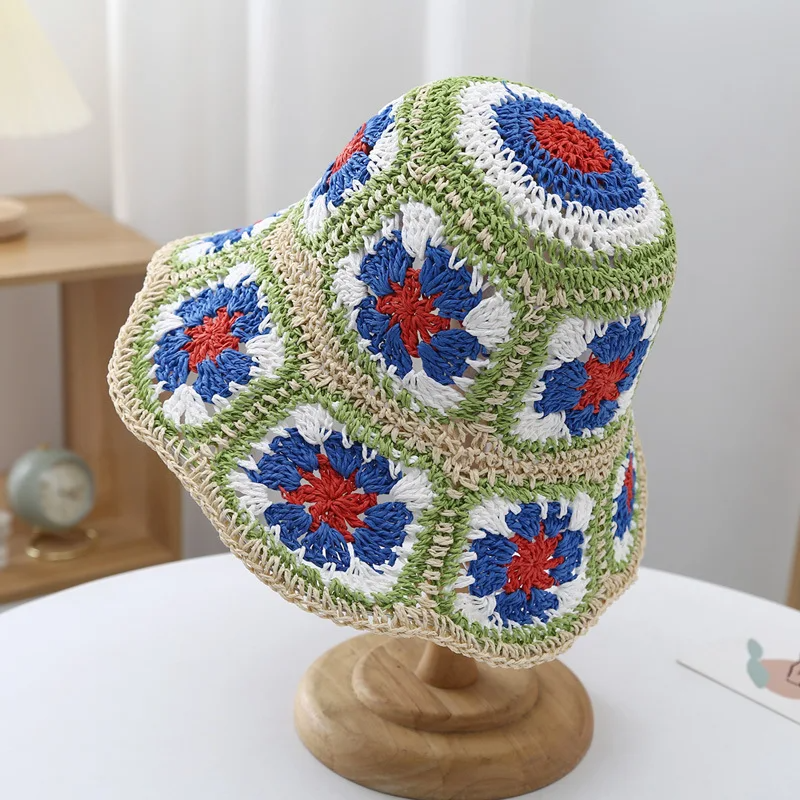 Crochet Flower Sun Hat 3 Colours Ice Cream Cake