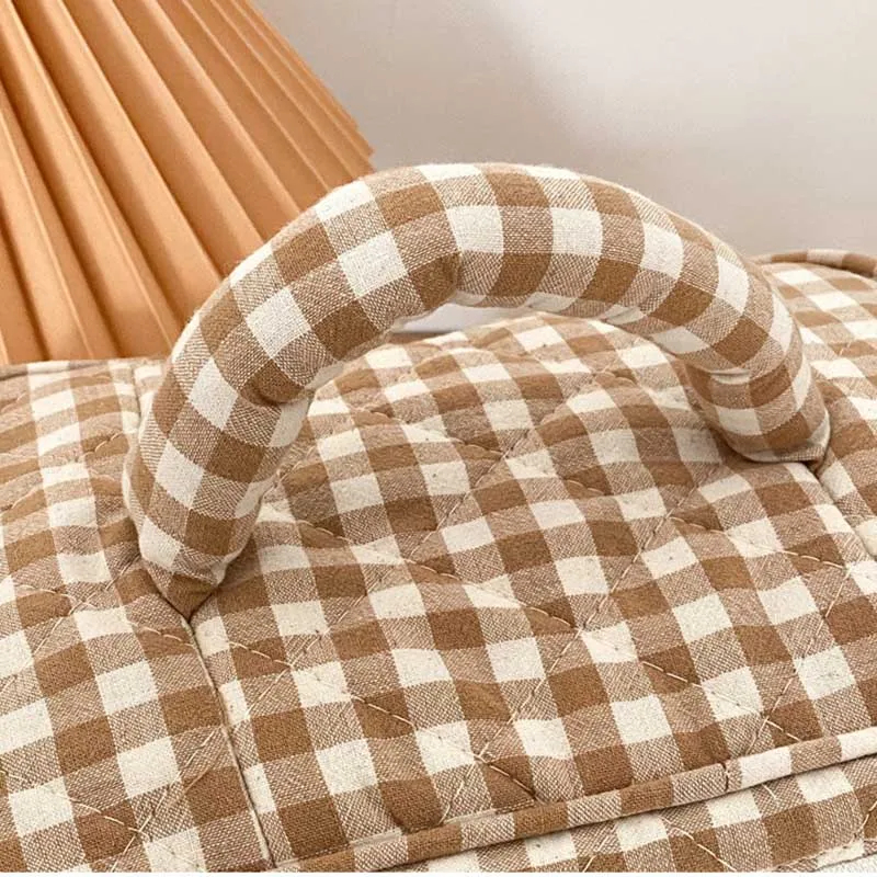 Gingham Teddy Bear Face Zipper Pouch