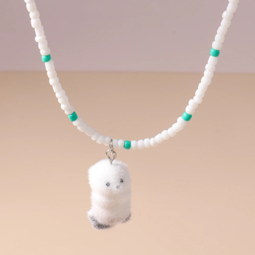Flocked Animal Necklace (4 Designs) - Ice Cream Cake
