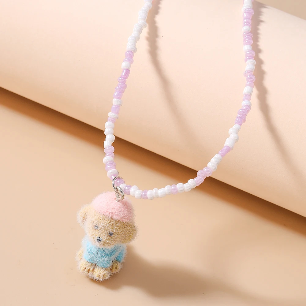 Flocked Animal Necklace (4 Designs) - Ice Cream Cake