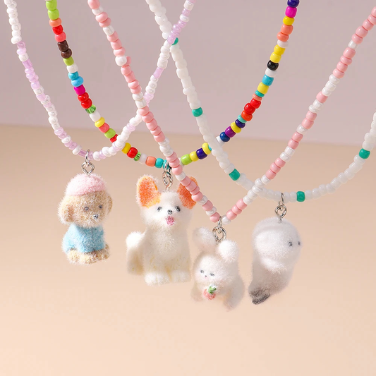 Flocked Animal Necklace (4 Designs) - Ice Cream Cake