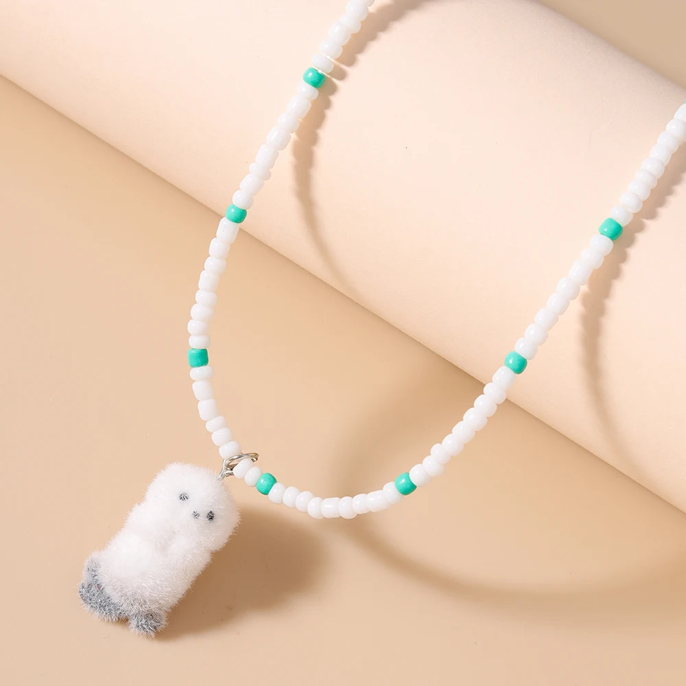 Flocked Animal Necklace (4 Designs) - Ice Cream Cake