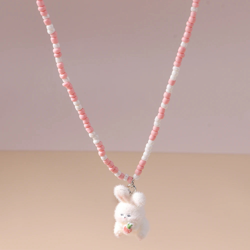 Flocked Animal Necklace (4 Designs) - Ice Cream Cake