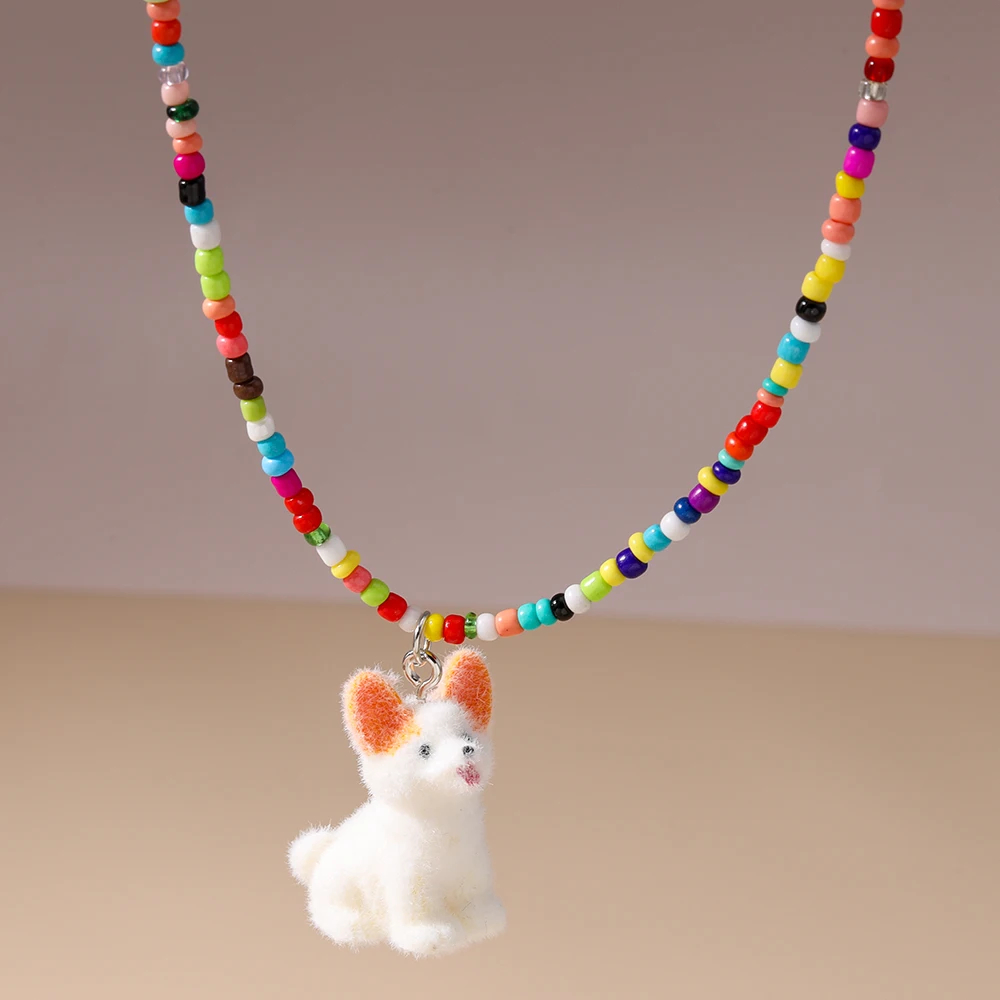 Flocked Animal Necklace (4 Designs) - Ice Cream Cake