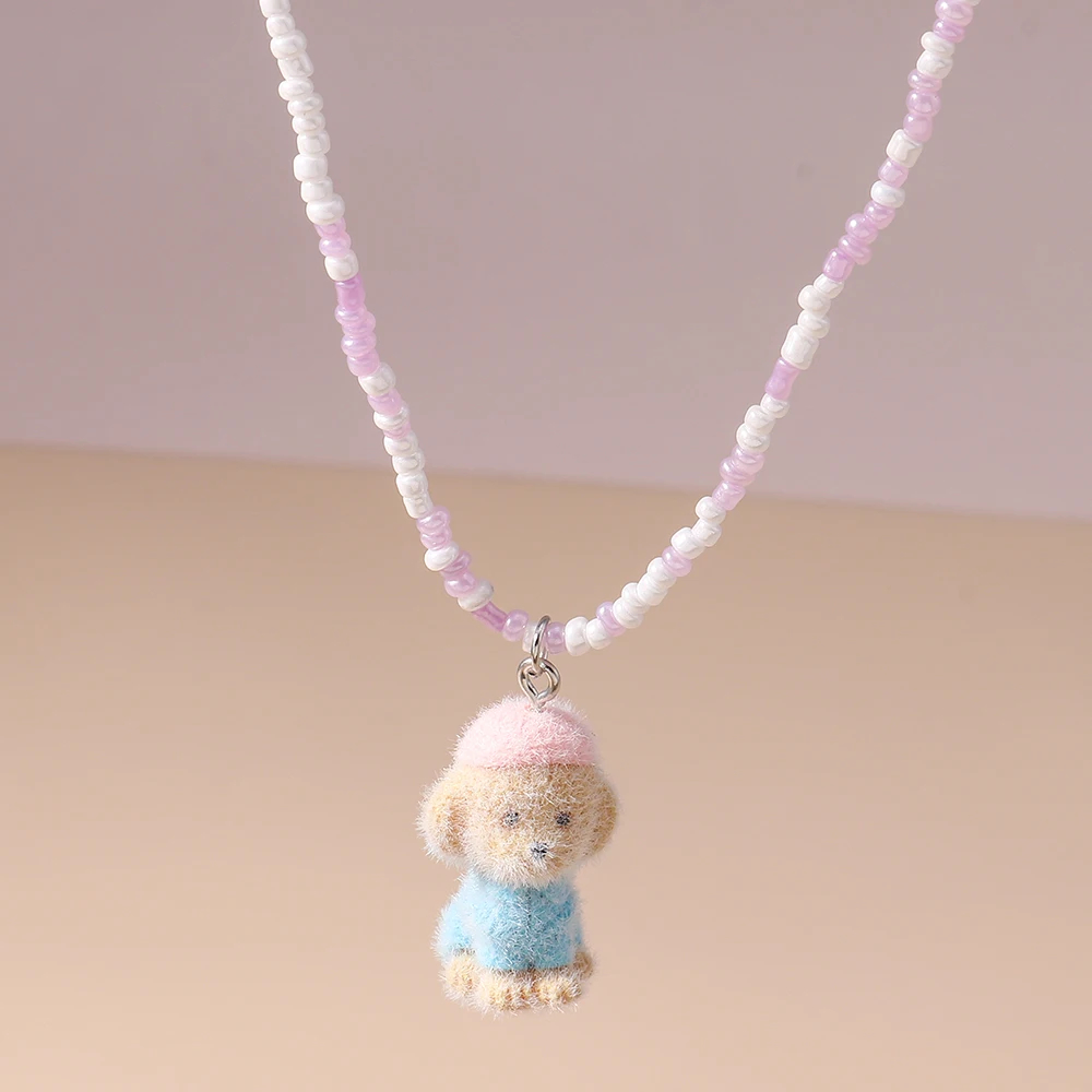 Flocked Animal Necklace (4 Designs) - Ice Cream Cake
