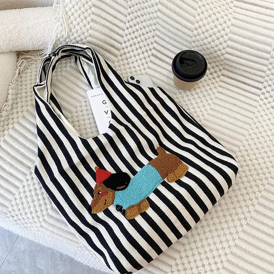 Stylish Dachshund Striped Shoulder Bag (2 Colours) - Ice Cream Cake