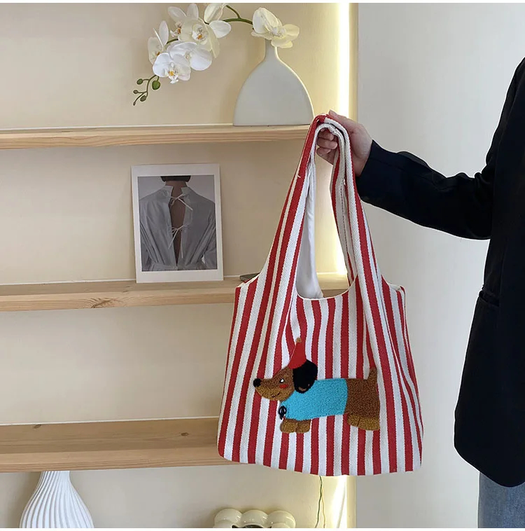 Stylish Dachshund Striped Shoulder Bag (2 Colours) - Ice Cream Cake