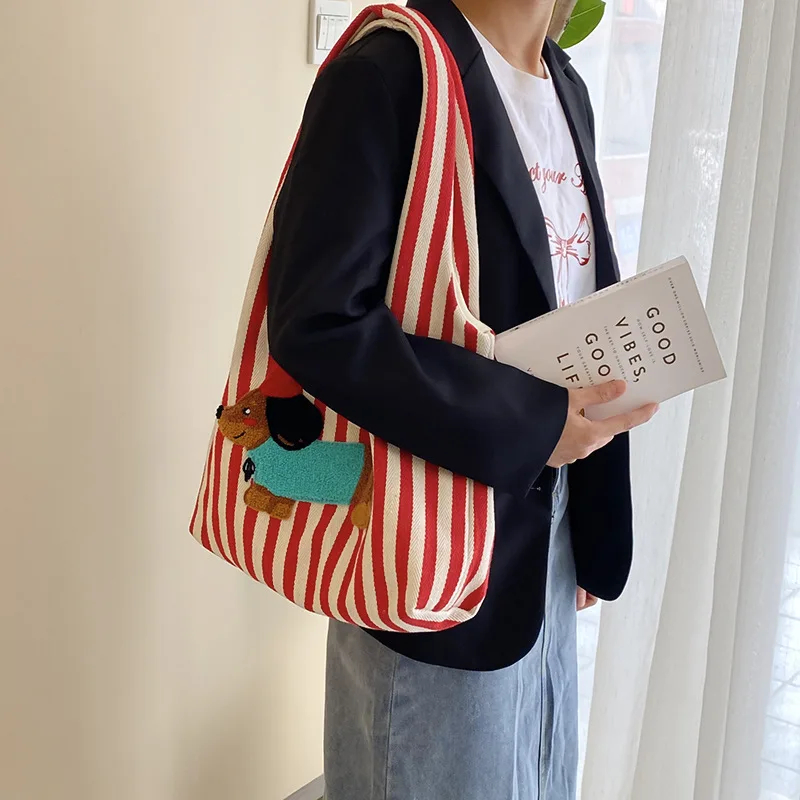 Stylish Dachshund Striped Shoulder Bag (2 Colours) - Ice Cream Cake